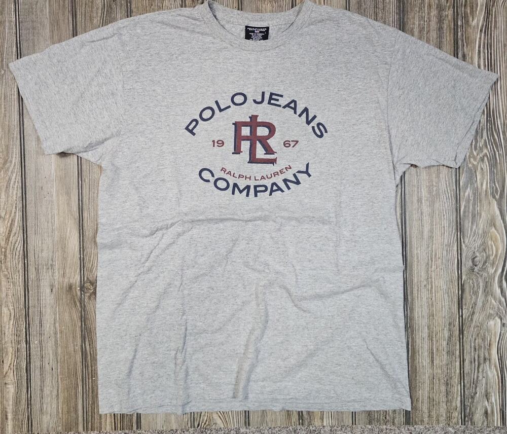Vintage Polo Ralph Lauren Jean Co Gray Tee Shirt Size Large Preppy Y2K